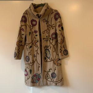 Boho style  embroidered sweater coat